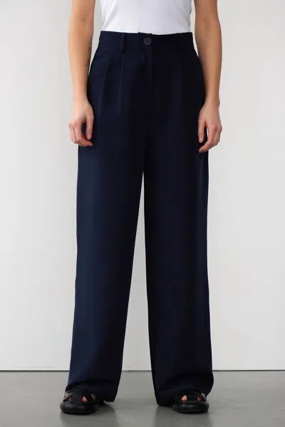 Withblack Ruby Pleated Trousers In Total Eclipse Blue
