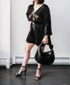 Withblack Satin Romper In Black In Black