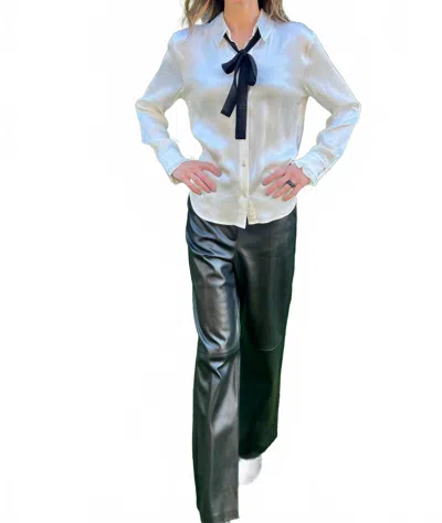 Withblack Zoe Bow Shirt In White In Gold