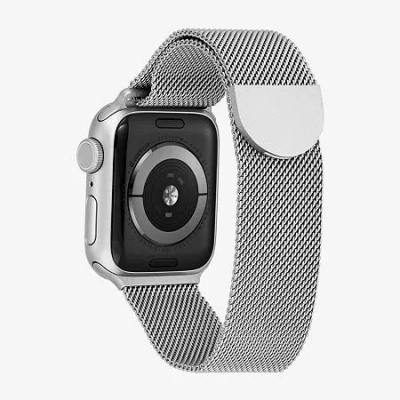 Withit Apple Compatible Unisex Adult Gray Stainless Steel Watch Band Wi/t-am3840-013-08-bx-01 In Silver