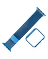 Withit Blue Stainless Steel Mesh Band And Protective Cover Set Designed For Apple Watch 42mm (series 1-3 On In Blue
