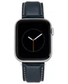 Withit Navy Smooth Leather Strap With Contrast Stitching And Silver-tone Stainless Steel Lugs For 42 In Navy
