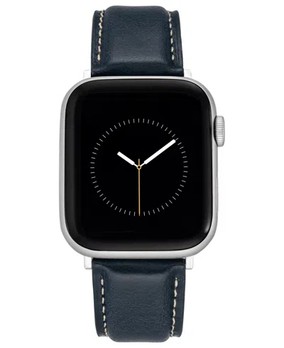 Withit Navy Smooth Leather Strap With Contrast Stitching And Silver-tone Stainless Steel Lugs For 42