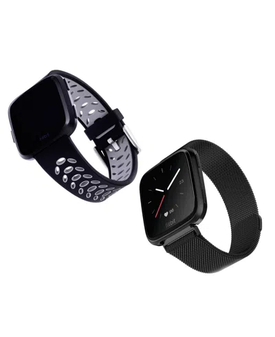 Withit Stainless Steel Mesh Band And Silicone Sport Band 2-pack Designed For The Fitbit Versa, Versa 2 And  In Multi