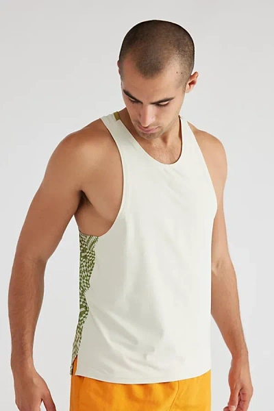 Without Walls Blocked Tank Top In Evergreen Sprig Printed, Men's At Urban Outfitters In White