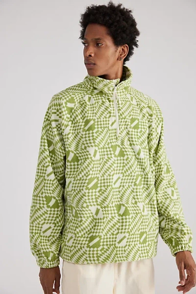 Without Walls Fleece Popover Jacket In Evergreen Sprig Printed, Men's At Urban Outfitters
