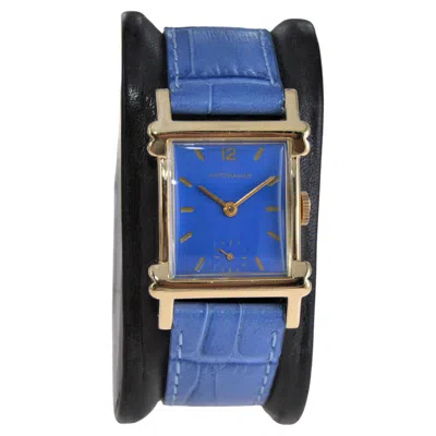 Pre-owned Wittnauer Art Deco Tank Style Yellow Gold Filled With Custom Finished Dial 1940s