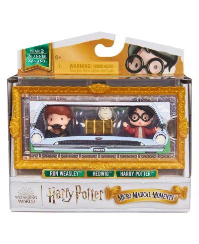 Wizarding World Kids' Harry Potter, Micro Magical Moments Year 2 Flying Car Figure Set With Harry, Ron, Hedwig Display Cas In Multi-color