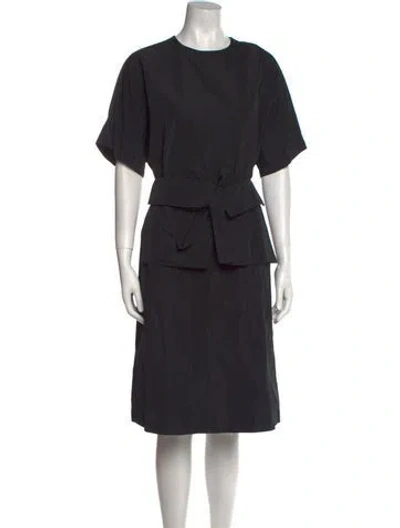 Pre-owned Wj Martin Crew Neck Midi Length Dress In Black