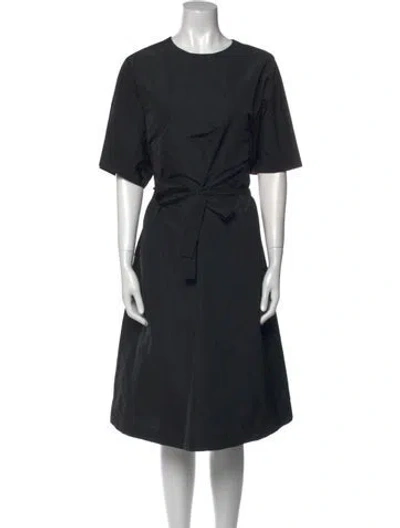 Pre-owned Wj Martin Crew Neck Midi Length Dress In Black