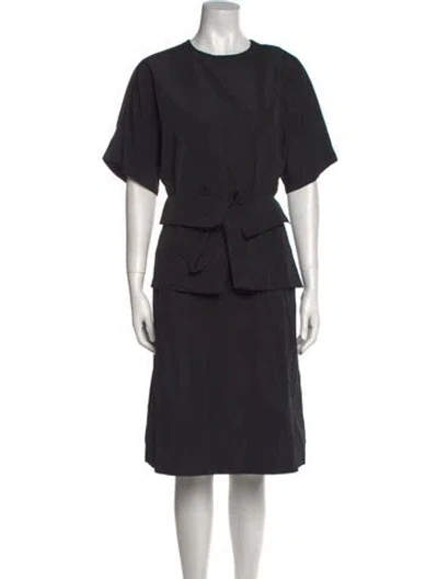 Pre-owned Wj Martin Crew Neck Midi Length Dress In Black
