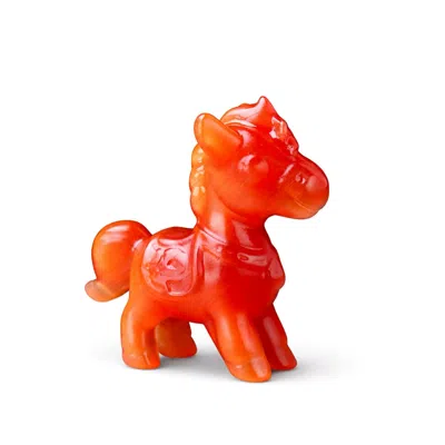 Wjy Studio London Equestrian Crystal Collection Gemstone Agate Red  Horse Sculptures