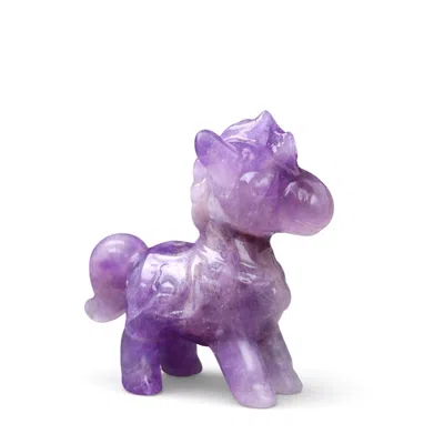 Wjy Studio London Equestrian Crystal Collection Gemstone Amethyst Purple Horse Sculptures