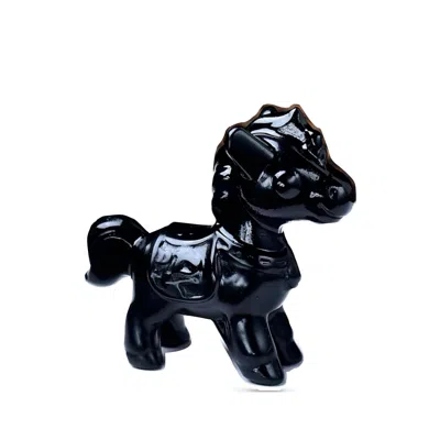 Wjy Studio London Equestrian Crystal Collection Gemstone Obsidian Black Horse Sculptures