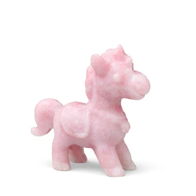 Wjy Studio London Equestrian Crystal Collection Gemstone Pink Opal Horse Sculptures