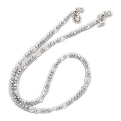 Wjy Studio London Luxe Grey Natural Gray Pearl Phone Case Long Chain Hand-carry Shoulder Necklace