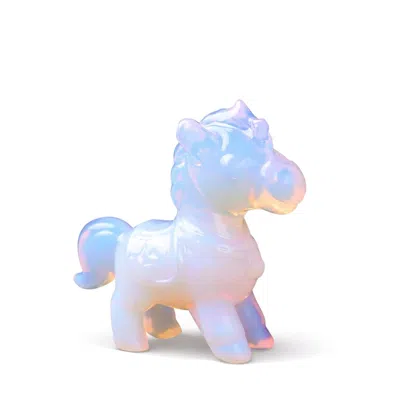 Wjy Studio London White Equestrian Crystal Collection Gemstone Opal Horse Sculptures