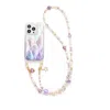 Wjy Studio London White / Purple Iridescent Mother-of-pearl Luxe Phone Case Natural Pearl Chain Purple In Multi