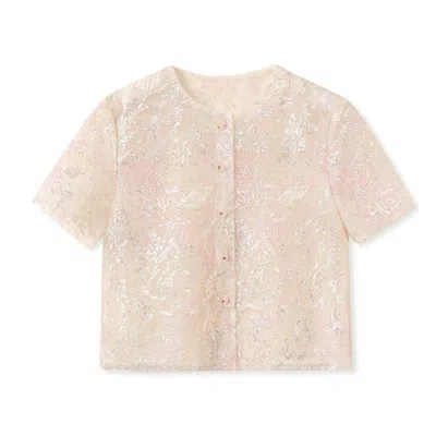 Wjy Studio London Women's Embroidery White Flower Vest Top Cream Pink Wedding Guest