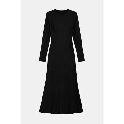 Wjy Studio London Women's Timeless Chic Long Dress Long Sleeve Wrinkled Evening Dress Glamour Black