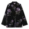 Jiaying Wang Wjy Studio London Women's Black / Pink / Purple Embroidered Cardigan Black Jacket Stylish Stitching Purple Flowers In Black/pink/purple