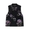 Jiaying Wang Wjy Studio London Women's Black / Pink / Purple Embroidered Stylish Stitching Black Floral Vest In Black/pink/purple