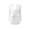 Jiaying Wang Wjy Studio London Women's Elegant Mulberry Silk White Suite Coat Top In White