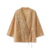 Jiaying Wang Wjy Studio London Women's Embroidered Golden Cardigan Jacket Stylish Stitching Autumn Spring In Gold