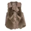 W.j.y. Studio Women's White / Neutrals / Black Galaxy Vest Faux Fur Leather Zipper In Black/white