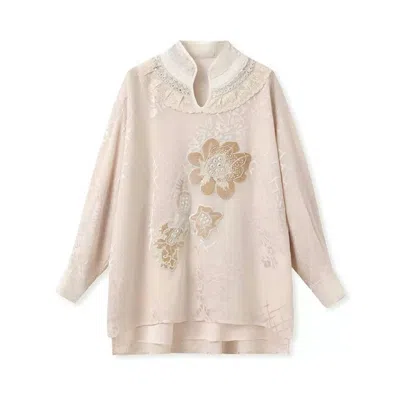 Jiaying Wang Wjy Studio London Women's Neutrals Embroidered Detail Floral Tunic In Champagne Beige