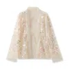 Jiaying Wang Wjy Studio London Women's Neutrals Embroidered White & Beige Floral Cardigan In Beige/white
