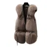 Jiaying Wang Wjy Studio London Women's Galaxy Vest Faux Fur Brown Leather Zipper In White