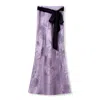 Jiaying Wang Wjy Studio London Women's Pink / Purple Bamboo Purple Floral Silk Skirt With Belt In Pink/purple