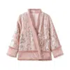 Jiaying Wang Wjy Studio London Women's Pink / Purple Embroidered Floral Stylish Stitching Cardigan Jacket Coat In Pink/purple