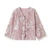 Jiaying Wang Wjy Studio London Women's Pink / Purple Embroidered Pink Floral Cardigan Stylish Stitching Jacket Top In Pink/purple