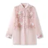 Jiaying Wang Wjy Studio London Women's Pink / Purple Embroidered Sheer Pink Floral Shirt In Pink/purple