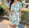 Wknd Wyfr St. Barth's Short Dress In Green Marble In Multi