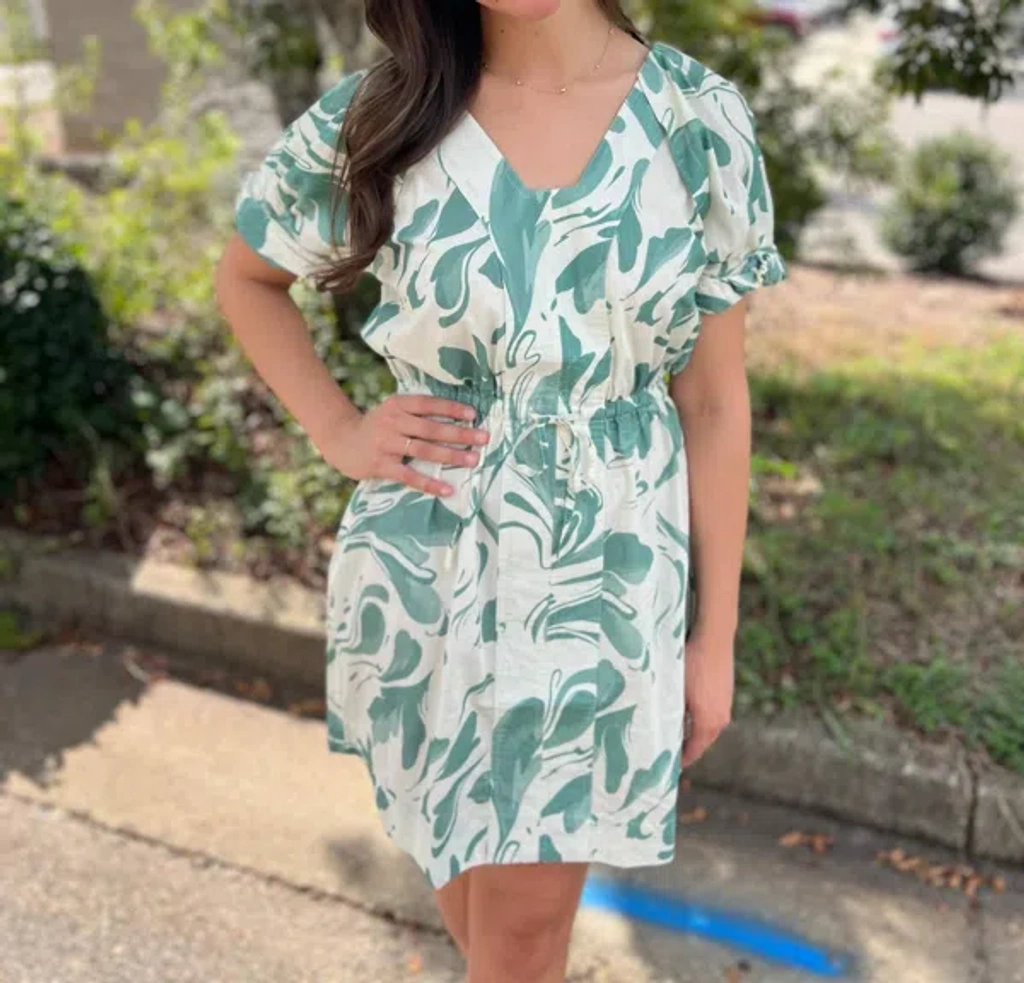 Wknd Wyfr St. Barth's Short Dress In Green Marble In Multi | ModeSens