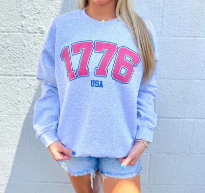 Wknder 1776 Usa Oversized Graphic Sweatshirt In Ash In Grey