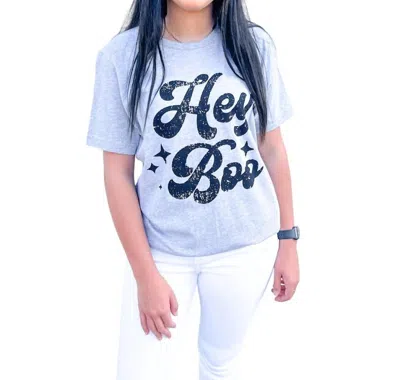 Wknder Hey Boo Graphic Tee In Heather Grey In White