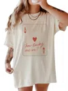 Wknder How Lucky Are We Ace Heart Graphic Tee In Beige In Neutral