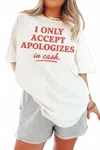 Wknder I Only Accept Apologies In Cash Graphic Tee In White In White