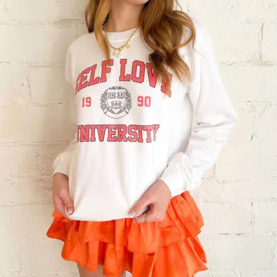 Wknder Self Love University Graphic Sweatshirt In White