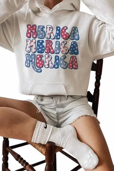 Wknder Unisex Fit Merica Hoodie In White