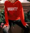 Wknder Who's Naughty Holiday Sweatshirt In Red In Red