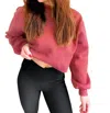 Wlm Izzy Inside-out Cropped Sweatshirt In Burgundy In White
