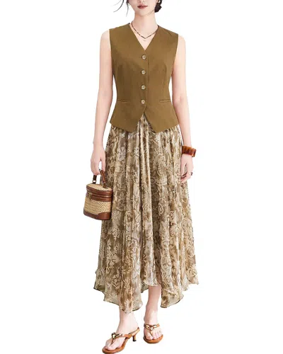 Wlzd 2pc Vest & Skirt Set In Neutral