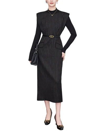 Wlzd Linen - Blend Midi Dress In Black