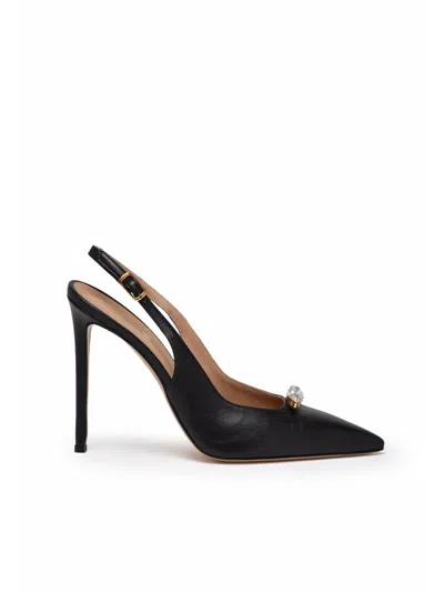 Wo Milano Black Leather High-heeled Strapy Sandals