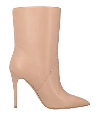 Wo Milano Woman Ankle Boots Beige Size 6 Leather In Pink